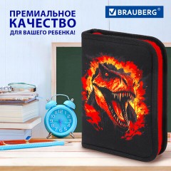 Пенал BRAUBERG с наполнением, 1 отделение, 1 откидная планка, 24 предмета, 21х14 см, "Fire dino", 273535 - фото 15