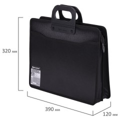 Папка-портфель пластиковая BRAUBERG А4+ (390х320х120 мм), 4 отделения, фактура под дерево, черная, 221391 - фото 9