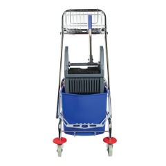 Тележка уборочная BRABIX, 2-съемных ведра по 15 л, отжим, корзина, держатель для мусорного мешка с поддерживающей платформой, 601500 - фото 5