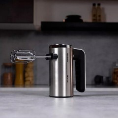 Миксер TIMBERK T-HM40S49, 550 Вт, 5 скоростей, 2 венчика, 2 крюка для теста, подставка, стальной - фото 8