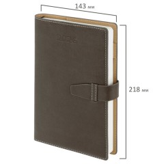 Ежедневник датированный 2026, А5, 143х218 мм, BRAUBERG "Journal", под кожу, застежка, держатель для ручки, органайзер, серый, 117381 - фото 2
