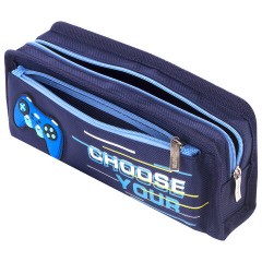 Пенал мягкий ЮНЛАНДИЯ, 2 отделения, полиэстер, "Joystick", синий, 21х6х9 см, 270274 - фото 4