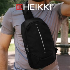 Рюкзак однолямочный HEIKKI SPORTING (ХЕЙКИ), светоотражающая полоса, черный, 37х23х10 см, 273905 - фото 17