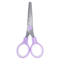Ножницы BRAUBERG KIDS 130 мм, ручки лавандовые, закругленные лезвия с линейкой, 274061 - фото 2