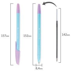 Ручки шариковые BRAUBERG "X-333 PASTEL MIX", НАБОР 8 ШТУК, СИНИЕ, узел 0,7 мм, линия письма 0,35 мм, 144535 - фото 12