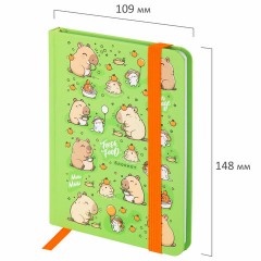 Блокнот с резинкой в клетку 96 л., МАЛЫЙ ФОРМАТ А6, 109х148 мм, твердая обложка, ЮНЛАНДИЯ, "Капибары", 116337 Блокнот с резинкой в клетку 96 л., МАЛЫЙ ФОРМАТ А6, 109х148 мм, твердая обложка, ЮНЛАНДИЯ, "Капибары", 116337 - фото 2