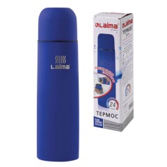 Термос LAIMA классический с узким горлом, 0,5 л, нержавеющая сталь, синий, 605122