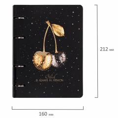 Тетрадь на кольцах А5 160х212 мм, 120 листов, картон, фольга, клетка, BRAUBERG, "Black&Gold", 404735 - фото 3