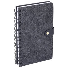 Ежедневник недатированный, А5, 135х210 мм, BRAUBERG "Felt", на гребне, войлок, застежка на кнопке, 160 л., черный, 117132
