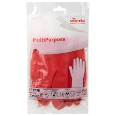 Перчатки VILEDA PROFESSIONAL многоцелевые латексные, МНОГОРАЗОВЫЕ, х/б напыление, ПРОЧНЫЕ, S (малый), красный, 174341 - фото 14