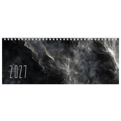 Планинг датированный 2027 285х112 мм, STAFF, гребень, картонная обложка, 64 листа, "Black marble", 118706 - фото 2