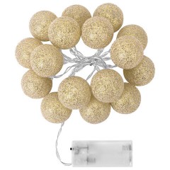 Электрогирлянда-нить комнатная 1,8 м, 16 LED, с насадками, вид: "Шарики", бронза, тёплый белый, на батарейках, ЗОЛОТАЯ СКАЗКА, 592558 - фото 2