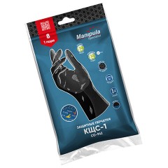 Перчатки латексные MANIPULA "КЩС-1", двухслойные, размер 8, M (средний), черные, L-U-03/CG-942 - фото 2