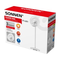 Вентилятор напольный SONNEN FT-L501, 60 Вт, 45 см, 3 скорости, вращение на 70°, механическое управление, белый, 457785 - фото 14