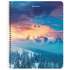 Тетрадь А5 96 л. BRAUBERG, гребень, клетка, обложка картон, "Travel" (микс в спайке), 404426 - фото 3