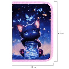 Пенал BRAUBERG с наполнением, 1 отделение, 1 откидная планка, 24 предмета, 21х14 см, "Night catcher", 273530 - фото 7