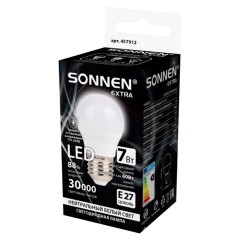 Лампа светодиодная SONNEN EXTRA, 7 (60) Вт, E27, шар, нейтральный белый, 30000 ч, LED G45-7W-4000-Е27, 457912 - фото 3