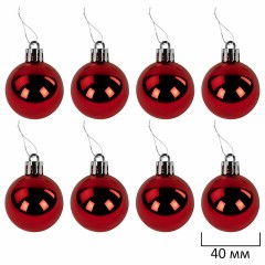Шары ёлочные НАБОР 40 шт., 8 см/4 см, "Red&White", красные/белые, пластик, ЗОЛОТАЯ СКАЗКА, 592167 - фото 5