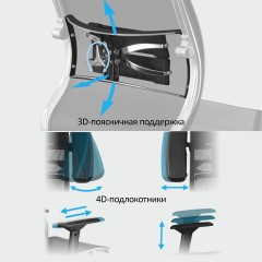 Кресло МЕТТА "YOGA" Y 4DF B2-5D, адаптивная спинка, 3D-подголовник, сверхпрочная сетка, черное - фото 15