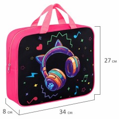 Папка на молнии с ручками BRAUBERG А4, 1 отделение, полиэстер, 80 мм, "Headphones", 273302 - фото 8
