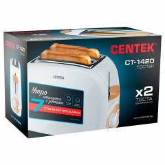 Тостер CENTEK CT-1420, 750 Вт, 2 тоста, 7 режимов, пластик, белый Тостер CENTEK CT-1420, 750 Вт, 2 тоста, 7 режимов, пластик, белый - фото 6