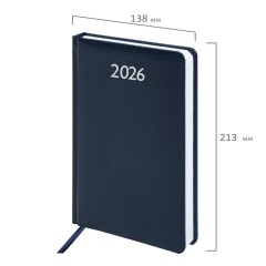 Ежедневник датированный 2026, А5, 138x213 мм, BRAUBERG "Profile", балакрон, синий, 117073 - фото 2