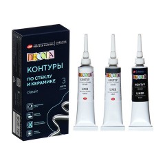 Набор акриловых контуров стекло/керамика Decola  classic,3 шт х18мл,5341375