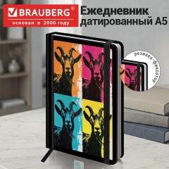 Ежедневник датированный 2027 с резинкой, 145х203 мм, А5, BRAUBERG, твердый, "Funny goat", 117821 - фото 11