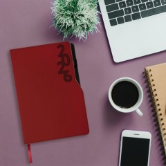 Ежедневник датированный 2026, А5, 150x213 мм, BRAUBERG "Up", под кожу, софт-тач, держатель для ручки, красный, 117120 - фото 5