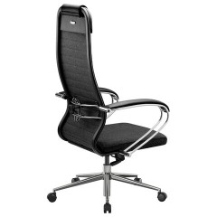 Кресло офисное МЕТТА "К-27" хром, ткань, сиденье и спинка мягкие, черное - фото 10