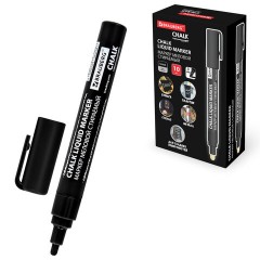 Маркер меловой CHALK LIQUID MARKER, ЧЕРНЫЙ, 3 мм, стираемый, BRAUBERG "CHALK", 152600