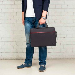 Сумка портфель BRAUBERG PRACTICAL с отделением для ноутбука 15,6", "Red line", черная, 29х40х7 см, 270829 - фото 11