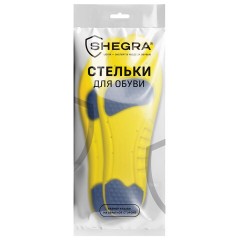 Стельки для обуви с ПЯТОЧНЫМ АМОРТИЗАТОРОМ, материал PU PRO, размер RU 37-40 / EU 38-41, с линиями выреза, SHEGRA (ШЕГРА), 700769