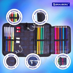 Пенал BRAUBERG с наполнением, 1 отделение, 1 откидная планка, 24 предмета, 21х14 см, "Sport car", 271527 - фото 13