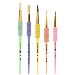 Кисти c EVA-вставкой НАБОР 5 шт. (ПОНИ круглые №1, 4; КОЗА круглые №3, 6; ЩЕТИНА плоская №4), BRAUBERG KIDS, 201091 - фото 10