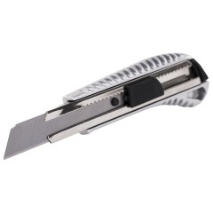 Нож канцелярский 18 мм, КОМПЛЕКТ 2 штуки + 10 ЛЕЗВИЙ, BRAUBERG Metallic, металлический корпус, 273929 - фото 5