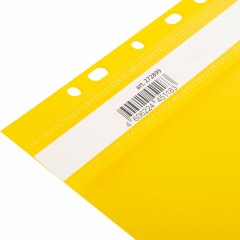 Скоросшиватель пластиковый с перфорацией BRAUBERG EXTRA, А4, 140/180 мкм, желтый, 272899 - фото 6