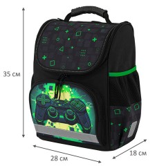 Ранец ПИФАГОР BASIC, 1 отделение, 3 кармана, эргономичная спинка, "Старт!", 35х28х18 см, 274423 - фото 2
