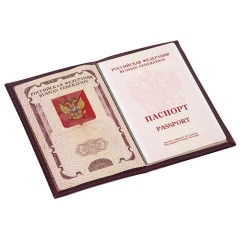 Обложка для паспорта натуральная кожа "Virginia", "Герб", темно-бордовая, BRAUBERG, 237199 - фото 5