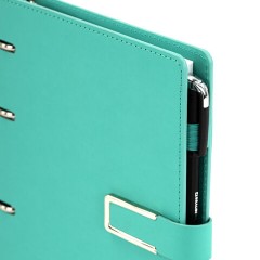 Тетрадь на кольцах А5, 180х220 мм, 120 л., под кожу soft-touch, застежка, BRAUBERG SHADE, морской, 405248 - фото 3