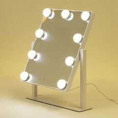 Зеркало для макияжа гримерное с подсветкой, 9 LED-ламп, 3 режима свечения, размер 25х30 см, работа от сети 220 V, цвет белый, BRABIX, 609335 - фото 8