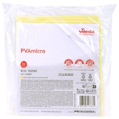 Салфетки VILEDA PROFESSIONAL "ПВАмикро", КОМПЛЕКТ 5 шт., искусственная замша, желтый, 35х38 см, 143592/754473 - фото 4