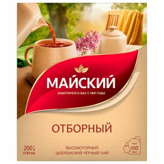 Чай МАЙСКИЙ "Отборный" черный, 100 пакетиков по 2 г, 102224 - фото 2