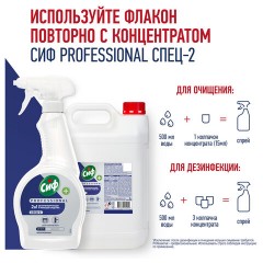 Средство моющее универсальное с дезинфицирующим эффектом 500 мл, СИФ Professional, спрей - фото 6