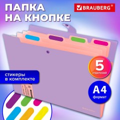Папка-органайзер на кнопке 5 отделений, BRAUBERG "Extra", А4, лиловая с персиковым, 274098 - фото 10