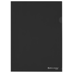 Папка-уголок жесткая прозрачная А4 BRAUBERG UNIVERSAL, черная, 0,15 мм, со штрихкодом, 273051 - фото 2