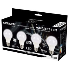 Лампа светодиодная SONNEN EXTRA, 10 (85) Вт, КОМПЛЕКТ 4 шт., Е27, нейтральный белый, 30000 ч, LED A60-10W-4000-Е27, 457893 - фото 3
