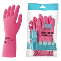 Перчатки латексные КЩС, сверхпрочные, плотные, хлопковое напыление, размер 7, S (малый), красные, HQ Profiline, 73579