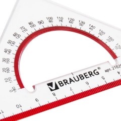 Треугольник пластиковый, угол 45, 13 см, BRAUBERG "Crystal", с транспортиром, прозрачный, с выделенной шкалой, 210293 - фото 4