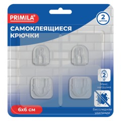 Крючки-кронштейны самоклеящиеся КОМПЛЕКТ 2 шт., 6х6 см, пластиковые, прозрачные, PRIMILA (ПРИМИЛА), 702381 - фото 3